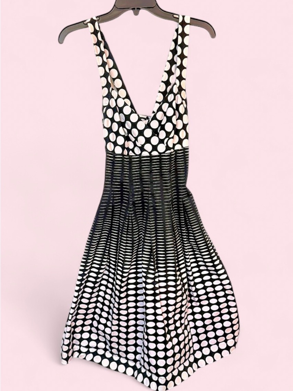 Calvin Klein Black and White Polka Dot Midi Dress